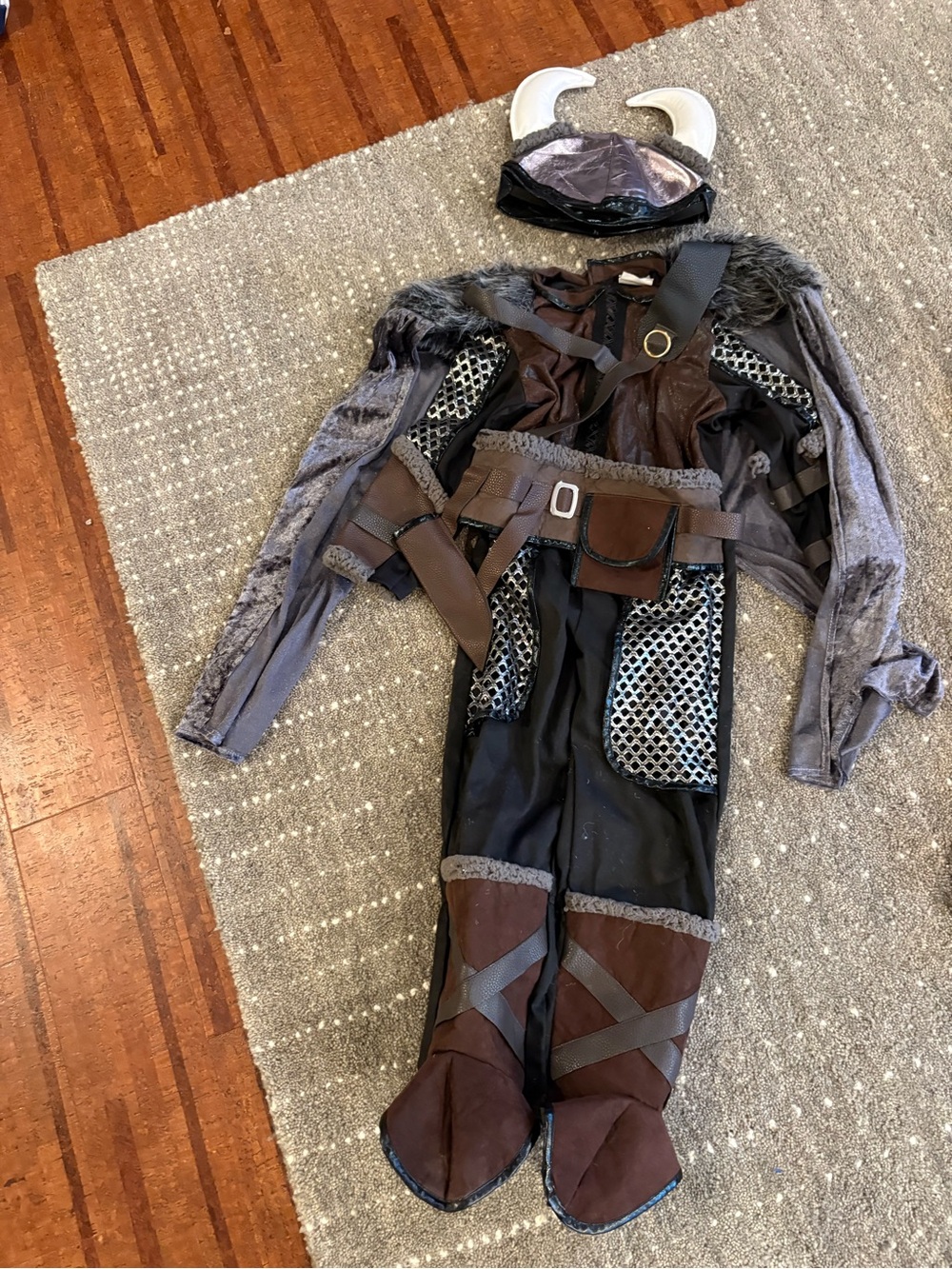 Kids Viking Warrior Costume - Gray & Brown